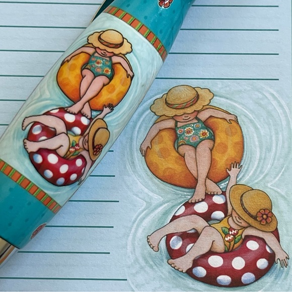 Magnetic Notepad and Matching Pen Baby Cherub Swimming Listpad - Picture 2 of 6